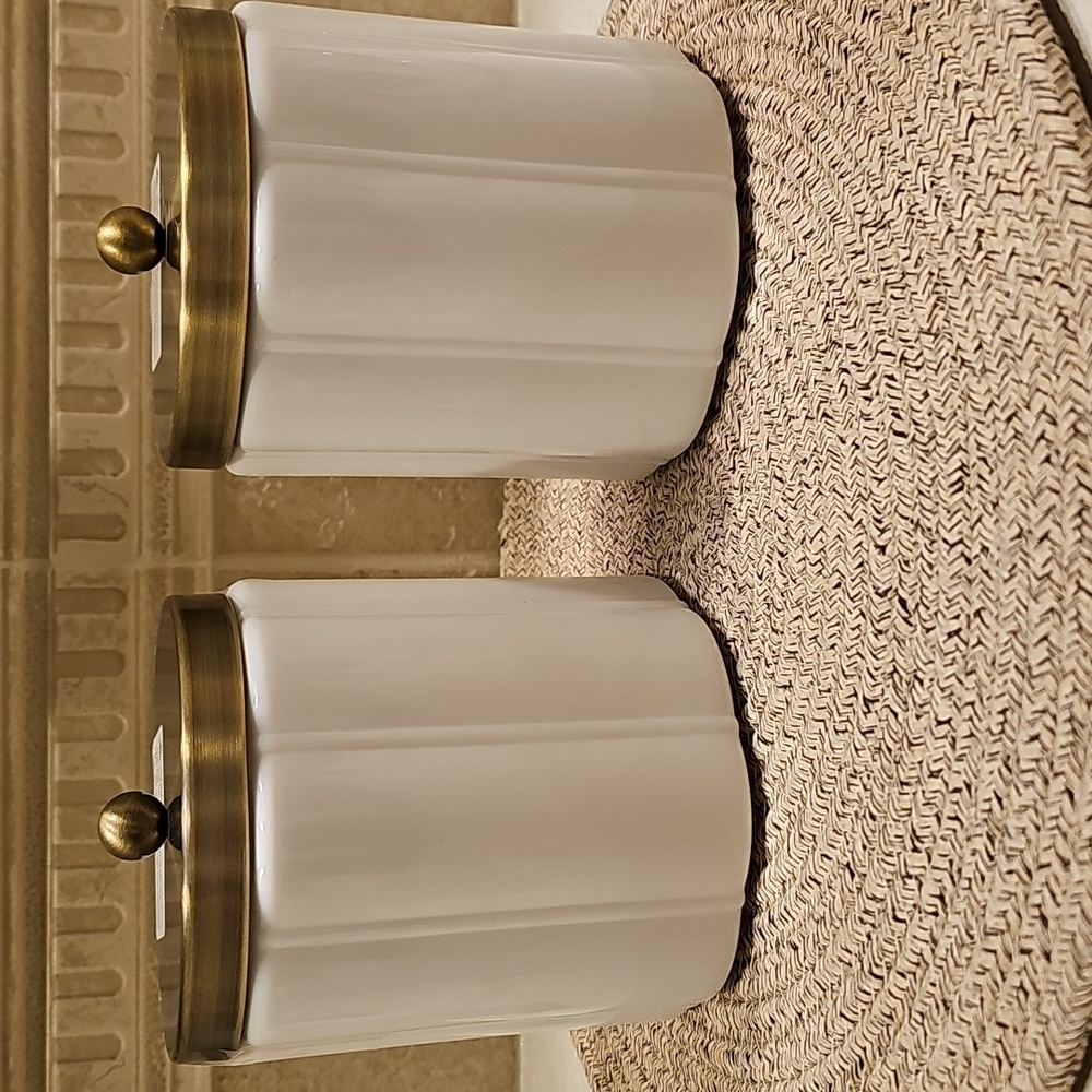 New Hearth And Hand Elegant White "Milk Glass" Bathroom Accessory Set - Picture 2 of 6